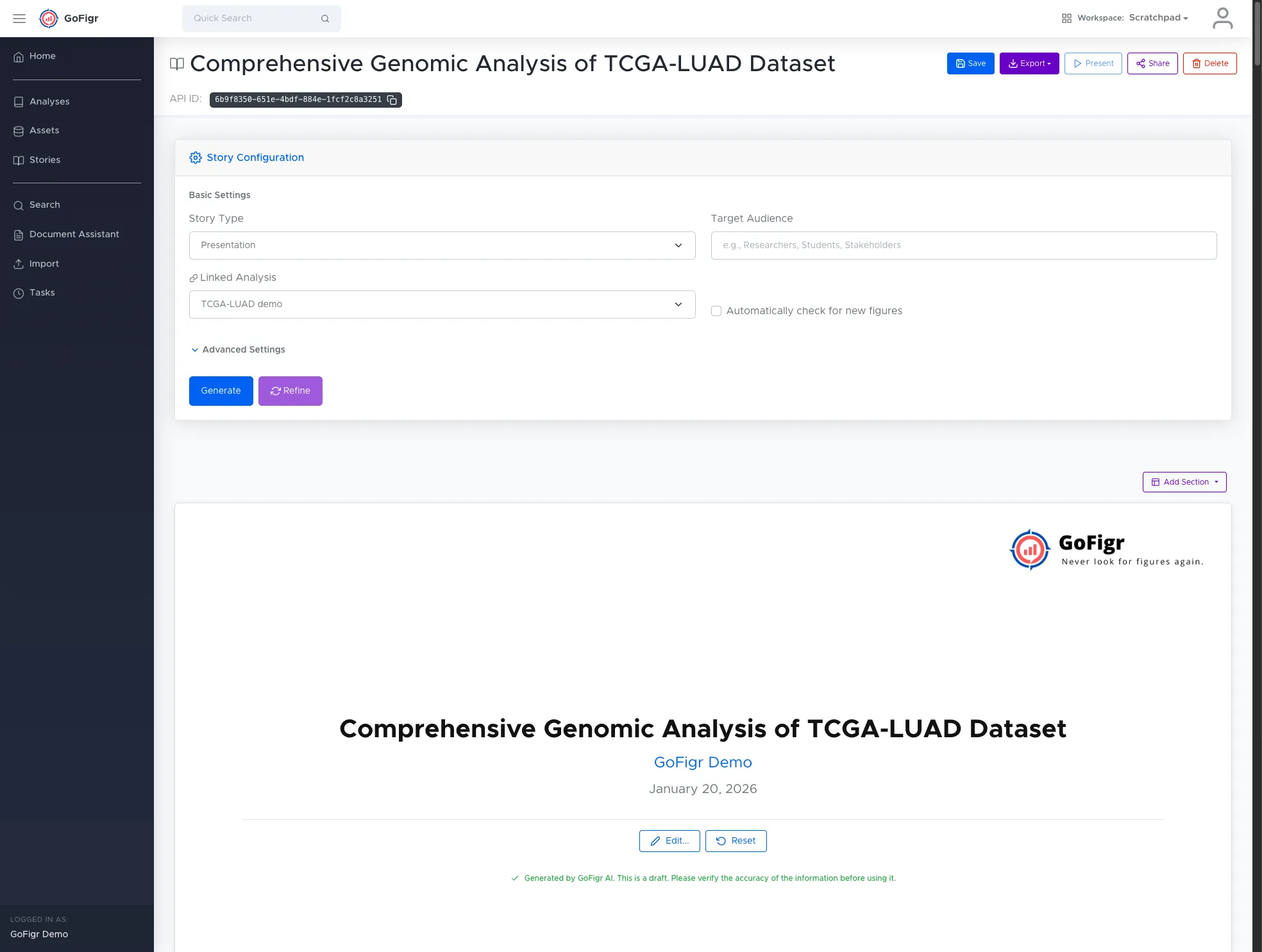 Story Mode Title Slide - AI-generated presentation from TCGA-LUAD genomic analysis