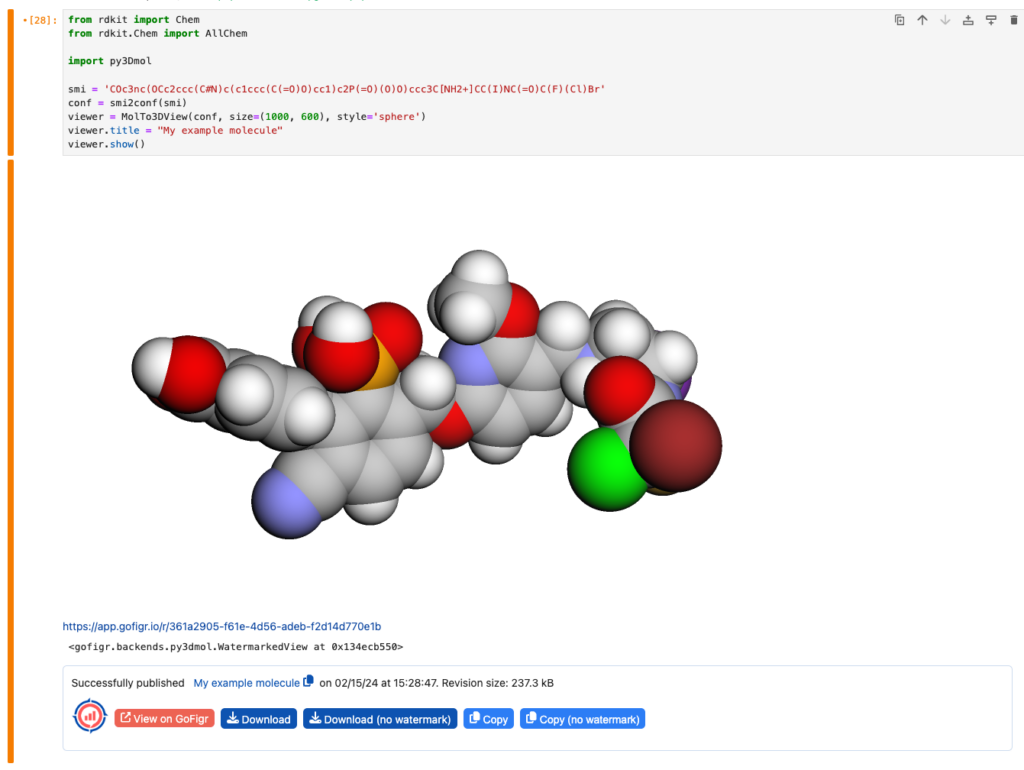 A py3Dmol molecule published to GoFigr